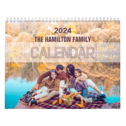 2024モダンカスタム家族の写真を作成 カレンダー (カバー)