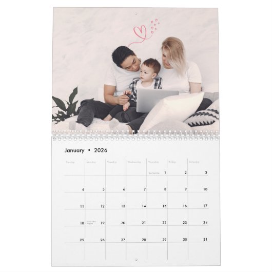 2024モダンカスタム年の写真自分の家族を作る カレンダー (1月 2026)