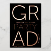 2024モダン年のGRADパーティークラスのバラ金ゴールドが押された 箔招待状 (正面)