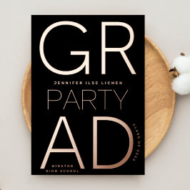 2024モダン年のGRADパーティークラスのバラ金ゴールドが押された 箔招待状