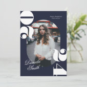 2024モダン年はっきりした卒業のブルークラス 招待状 (スタンド正面)