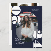 2024モダン年はっきりした卒業のブルークラス 招待状 (正面/裏面)