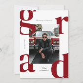 2024モダン年はっきりした卒業の赤クラス 招待状 (正面)