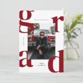 2024モダン年はっきりした卒業の赤クラス 招待状 (スタンド正面)