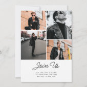 2024モダン年はっきりした卒業の赤クラス 招待状 (裏面)