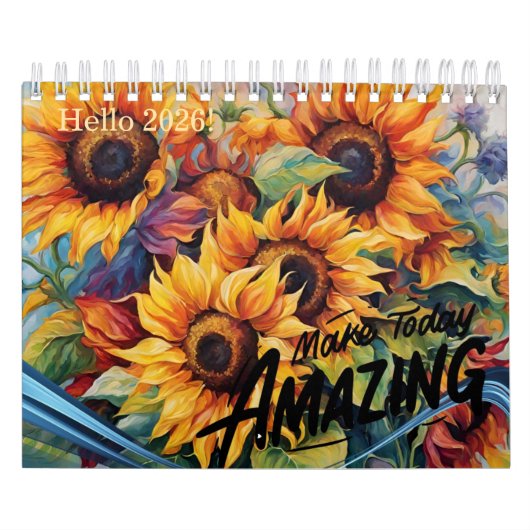 2024モダン年スタイリッシュ月ひまわりカレンダー カレンダー (カバー)