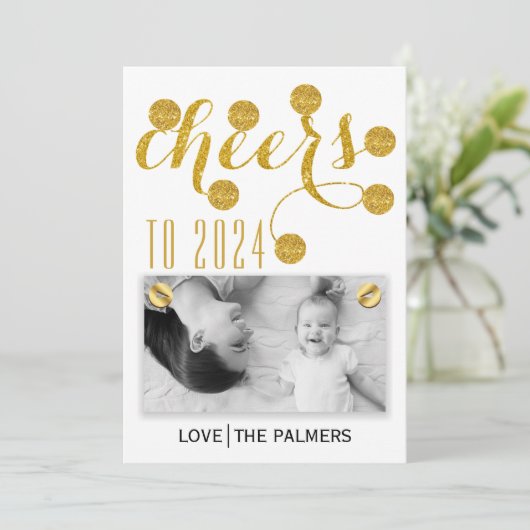 2024モダン年応援金ゴールドグリッター年末年始の写真 シーズンカード (スタンド正面)