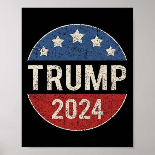 2024レトロキャンペーンボタン再選大統領のTrum ポスター (正面)