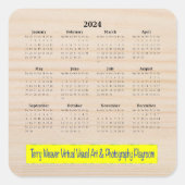 2024ロゴ12か月カレンダースクエアステッカー スクエアシール (正面)