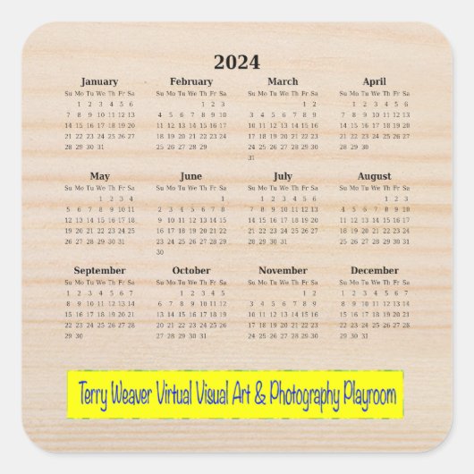 2024ロゴ12か月カレンダースクエアステッカー スクエアシール (正面)