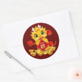 2024中国の年正月ドラゴン金ゴールドレッド3" ラウンドシール (封筒)