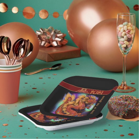 2024中国の〔占星術の〕十二宮図辰年新年 ペーパープレート (複数)