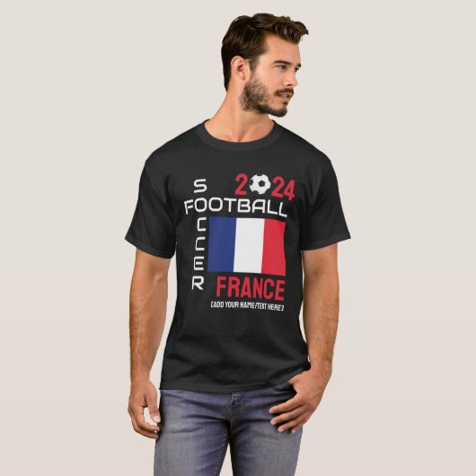 2024任意の年フランスサッカー名前をカスタムする Tシャツ (正面フル)