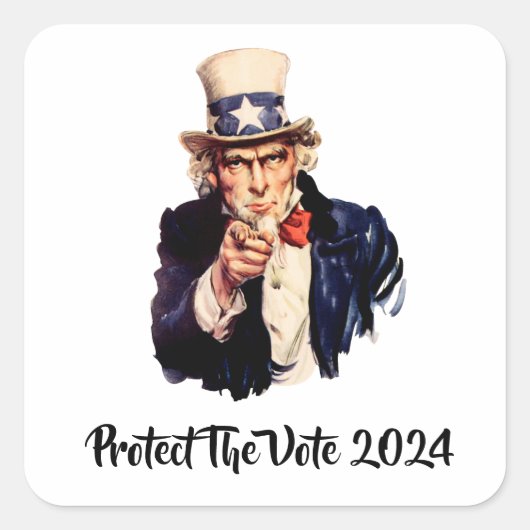 2024保護年の投票ステッカー スクエアシール (正面)