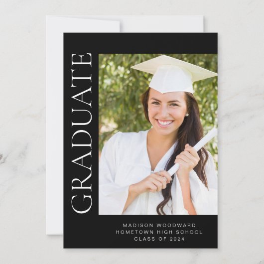 2024写真モダン白黒卒業会 招待状 (裏面)