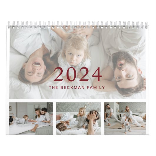 2024写真モダン自分の家族を作成 カレンダー (カバー)