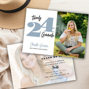 2024写真卒業手書きタイポグラフィ 招待状