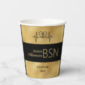 2024卒業ナースBSN名Yearブラック金ゴールド 紙コップ (裏面)