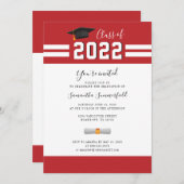 2024卒業パーティーシンプル赤白 招待状 (正面/裏面)