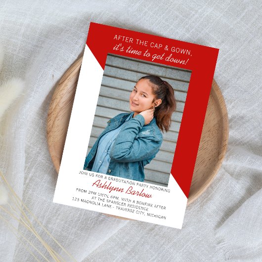 2024卒業パーティー オープンハウス フォト レッド 招待状