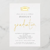 2024卒業フォトモルタルボードキャップラグジュアリー実在 箔招待状 (正面)