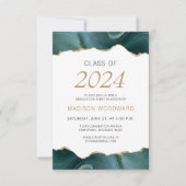 2024卒業写真ティール(緑がかった色)金ゴールドゲート 招待状 (正面)