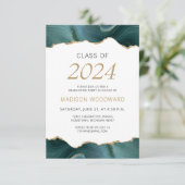 2024卒業写真ティール(緑がかった色)金ゴールドゲート 招待状 (スタンド正面)