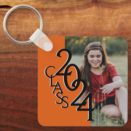 2024卒業記念フォトオレンジとブラック キーホルダー (正面)
