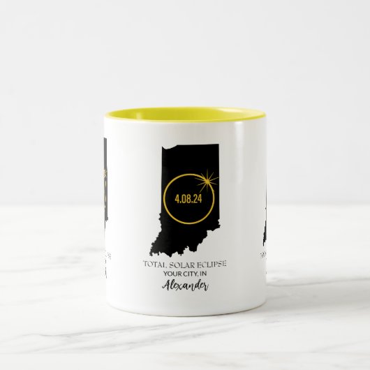 2024太陽の年名前をカスタムする、インディアナ市 ツートーンマグカップ (中央)