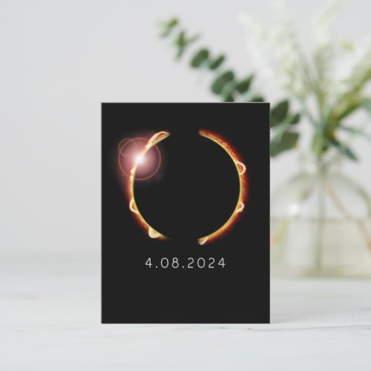 2024太陽の年4月8日の皆既日食 ポストカード (スタンド正面)