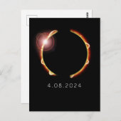 2024太陽の年4月8日の皆既日食 ポストカード (正面/裏面)