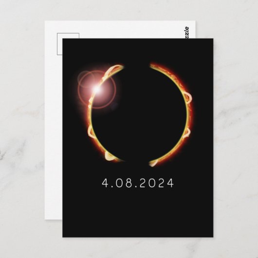 2024太陽の年4月8日の皆既日食 ポストカード (正面/裏面)