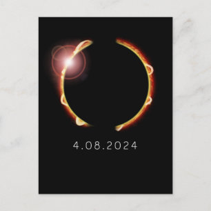 2024太陽の年4月8日の皆既日食 ポストカード
