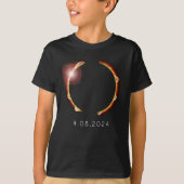 2024太陽の年4月8日の皆既日食 Tシャツ (正面)