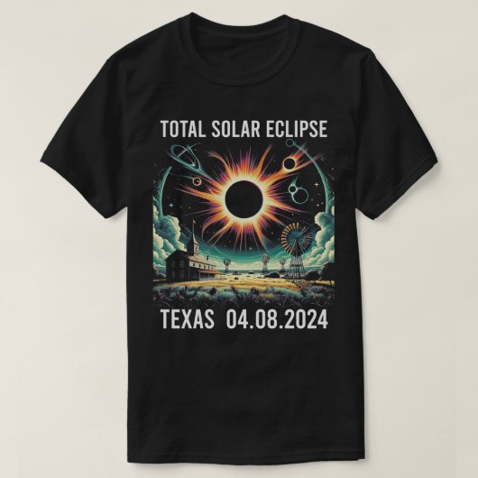 2024太陽の年4月8日の皆既食 Tシャツ (デザイン正面)