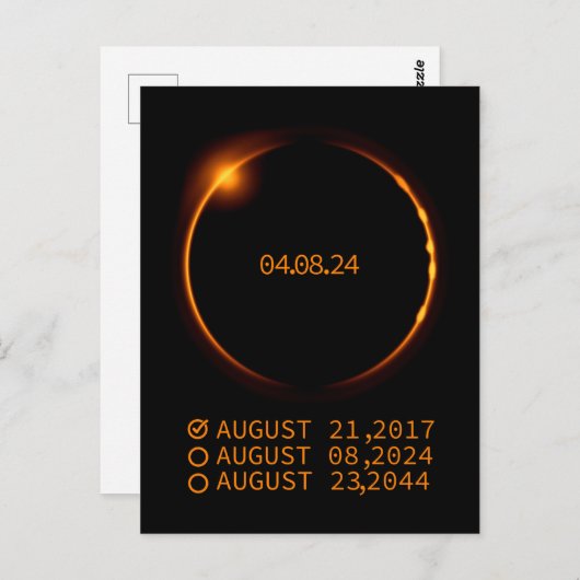 2024太陽の年4月8日のEclipseのチェックリスト ポストカード (正面/裏面)