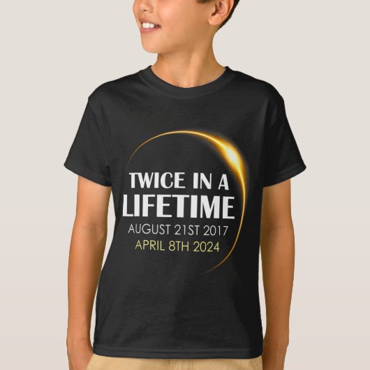 2024太陽の年Eclのライフタイムで2回のEclipseおもしろい太陽の Tシャツ (正面)