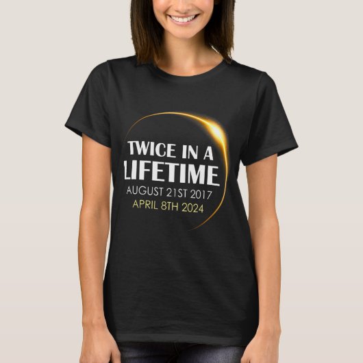 2024太陽の年Eclのライフタイムで2回のEclipseおもしろい太陽の Tシャツ (正面)
