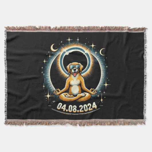 2024太陽の日食犬 スローブランケット (正面)