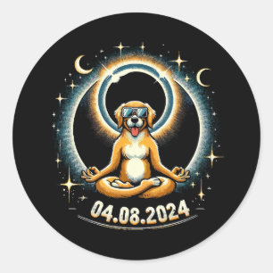 2024太陽の日食犬 ラウンドシール