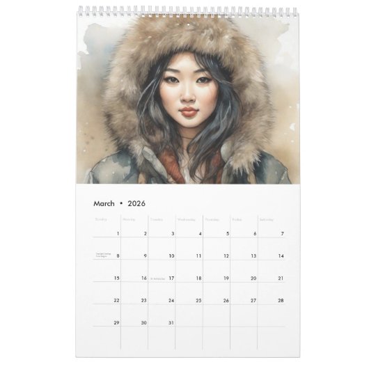 2024女性と季節 カレンダー (3月 2026)