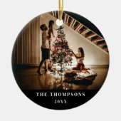 2024家族の写真写真両側クリスマス セラミックオーナメント (正面)