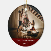 2024家族エレガント写真ミニマルな濃い赤 セラミックオーナメント (左)