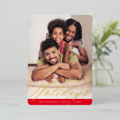 2024家族写真書道エレガント赤金ゴールド 箔シーズンカード (立ち正面)