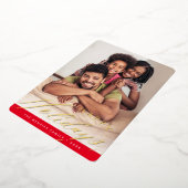 2024家族写真書道エレガント赤金ゴールド 箔シーズンカード (回転した状態)