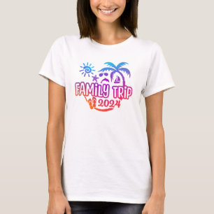 2024家族旅行ビーチ、サングラス&帆船 Tシャツ