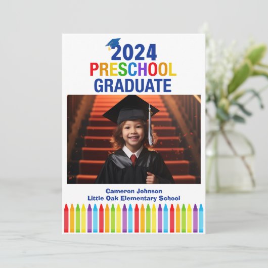 2024就学前の写真カスタム撮影キッズ卒業 案内状 (スタンド正面)