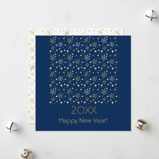 2024年あけましておめでとう & ゴールドクリスマスデコレーション シーズンカード (正面/裏面インサイチュ)