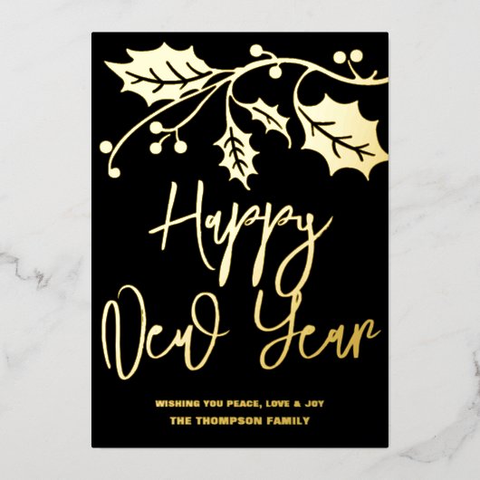 2024年あけましておめでとう、赤いリボン 箔シーズンカード (正面)