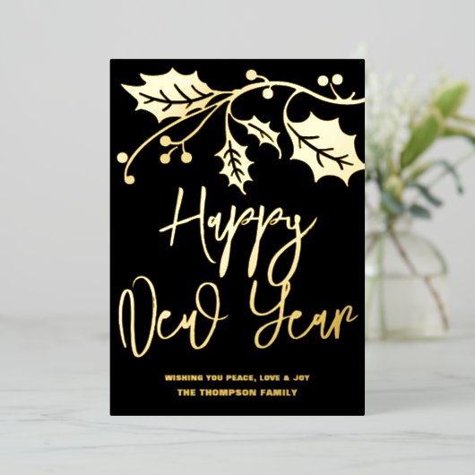 2024年あけましておめでとう、赤いリボン 箔シーズンカード (立ち正面)